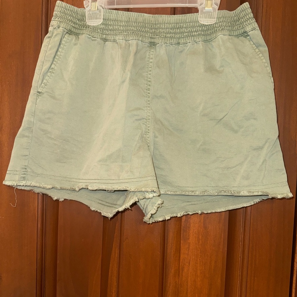 Vineyard Vines Womens Pull On Every Day Shorts Green Raw Hem Size Medium EUC